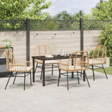 Garden Dining Set 5 pcs Brown Poly Rattan 3380864