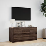 TV Cabinet with LED Brown Oak 100x34x50 cm Engineered Wood 852221