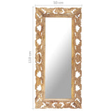 Hand Carved Mirror Brown 110x50 cm Solid Mango Wood 321640
