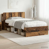 Bed Frame with Storage Old Wood 90 x 190 cm Engineered Wood 3433331
