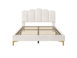 3ft Single Premium Velvet Upholstered Bed Frame with Scalloped Channel Tufted Design, Height N652P411464W