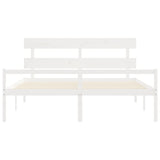 Senior Bed without Mattress White Super King Size Solid Wood 3195367