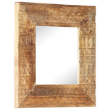 Hand-Carved Mirror 50x50x2.5 cm Solid Mango Wood 321647