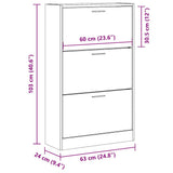 Shoe Cabinet Black 63x24x103 cm Engineered Wood 342552
