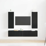 Entertainment Centre 4 pcs Black oak Large Engineered wood 3393424