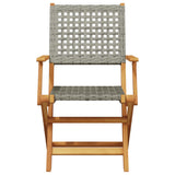 Folding Garden Chairs 4 pcs Grey Poly Rattan and Solid Wood 3214559
