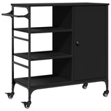 Kitchen Trolley Black 87.5x38.5x84.5 cm Engineered Wood 842386