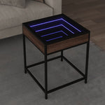 ZNTS Coffee Table with Infinity LED Brown Oak 40x40x51 cm 847676