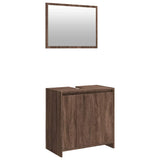 2 Piece Bathroom Furniture Set Brown Oak Engineered Wood 835699
