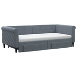 Daybed with Trundle and Drawers Dark Grey 90x190 cm Velvet 3197868