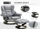 360&deg Swivel Recliner Chair with Footstool, PU Leather Manual Recliner Armchair with Solid Wood T3398P343500