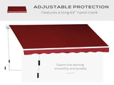 Manual Retractable Patio Awning Shelter UV Protection, 2.5mx2m T3398P318812