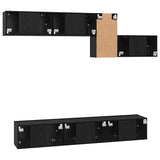 TV Cabinet Set with Drawer 7 pcs Black Oak Engineered Wood 3393487
