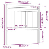 Bed Headboard White 106x4x100 cm Solid Wood Pine 814080