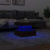 Coffee Table with LED Lights Brown Oak 50x50x40 cm 839846