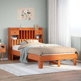 Bed Frame without Mattress Wax Brown 135x190 cm Solid Wood Pine 3308860