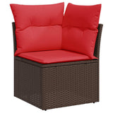 7 Piece Garden Sofa Set with Cushions Grey Poly Rattan Acacia 3326335