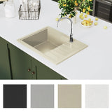 Kitchen Sink with Overflow Hole Oval Beige Granite 147103