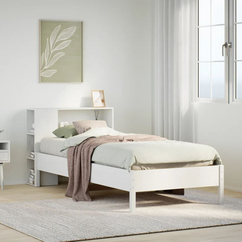 Bookcase Bed without Mattress White 90x190 cm Single Solid Wood Pine 3322853