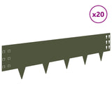 Lawn Edging 20 pcs 100 x 25 cm Steel Olive Green 8008612