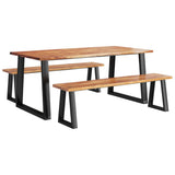 3 Piece Dining Set with Live Edge Solid Wood Acacia 3157527