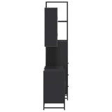 ZNTS 3 Piece Bathroom Furniture Set Black Engineered Wood 3301180