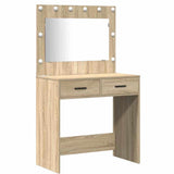 Dressing Table with Mirror Lights 2 pcs Brown Engineered Wood 3334265