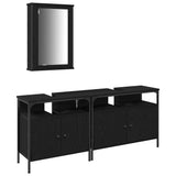 Bathroom Vanity Units with Shelf 3 pcs Black Engineered wood 3334393