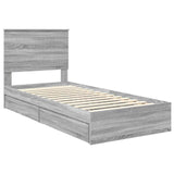 Storage Bed with Drawer Grey Sonoma 90 x 190 cm Engineered Wood 3411255