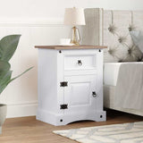 Bedside Cabinet Mexican Pine Corona Range White 53x39x67 cm 282618