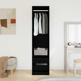 Wardrobe with Drawer Black Oak 50 x 50 x 200 cm Engineered Wood 3329300