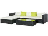 4-Seater Rattan Sofa Set Set Garden Outdoor Sectional Sofa Coffee Table Metal Frame w/Cushion T3398P315933