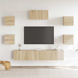 7 Piece TV Cabinet Set Sonoma Oak Engineered Wood 3114504