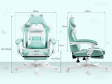 Cat Ear and Paw Reclining Office Chair, with Footrest - Light Blue/White T3398P377433