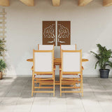 Garden Dining Set Folding 5 pcs Cream White Solid Acacia Wood 3375742