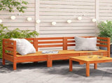 Garden Sofa Wax Brown Solid Pine Wood 3-Seater Modular 838030