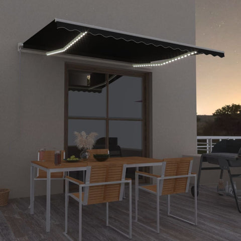 ZNTS Manual Retractable Awning with LED 450x300 cm Anthracite 3068924