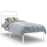 Metal Bed Frame without Mattress with Headboard White 75x190cm 376639