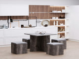 5PC Dining Set Garden Patio Wooden Set 4 Storage Stools Footrest Ottoman with Cushions 1 Table T3398P378096