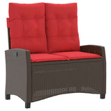 Reclining Garden Bench with Cushions Brown Poly Rattan 368232