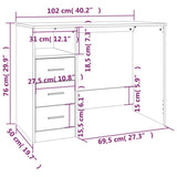 ZNTS Desk with Drawers Black 102x50x76 cm Engineered Wood 823033