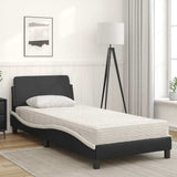 Bed with Mattress "Dover" Black and White Single Faux Leather 3208491