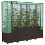 ZNTS Raised Bed with Greenhouse Cover Rattan Look 160x40x153 cm 4015803