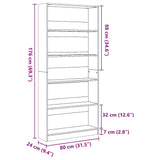 Bookcase Concrete Grey 80x24x176 cm Engineered Wood 857856