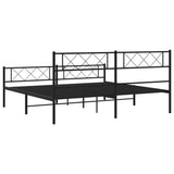 Metal Bed Frame without Mattress with Footboard Black 180x200cm 372299