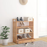 Shoe Rack with Drawer 70x27x81 cm Solid Wood Walnut 350359