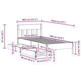 Bed Frame without Mattress White 75x190 cm Small Single Solid Wood Pine 3301891