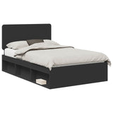 Bed Frame with Headboard Black 135 x 190 cm Solid Pine Wood 3412498