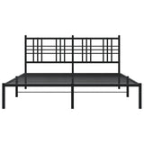 Metal Bed Frame without Mattress with Headboard Black 150x200cm 376326