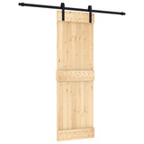 Sliding Door Natural and Black 70 x 210 cm Solid Pine Wood 3444911